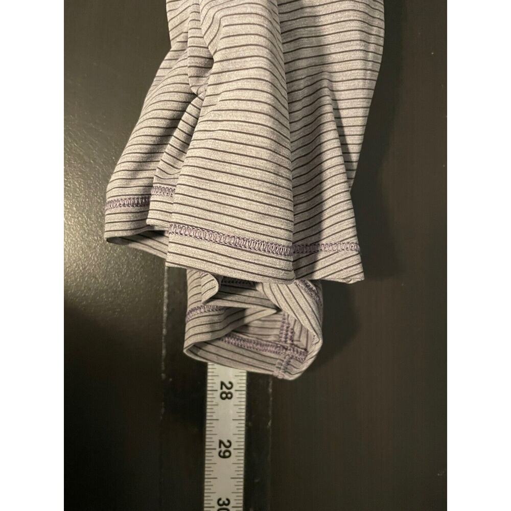 Lululemon Ruche of Adrenaline Womens Tank Top Size 12 Gray Striped Racerback - Picture 5 of 6